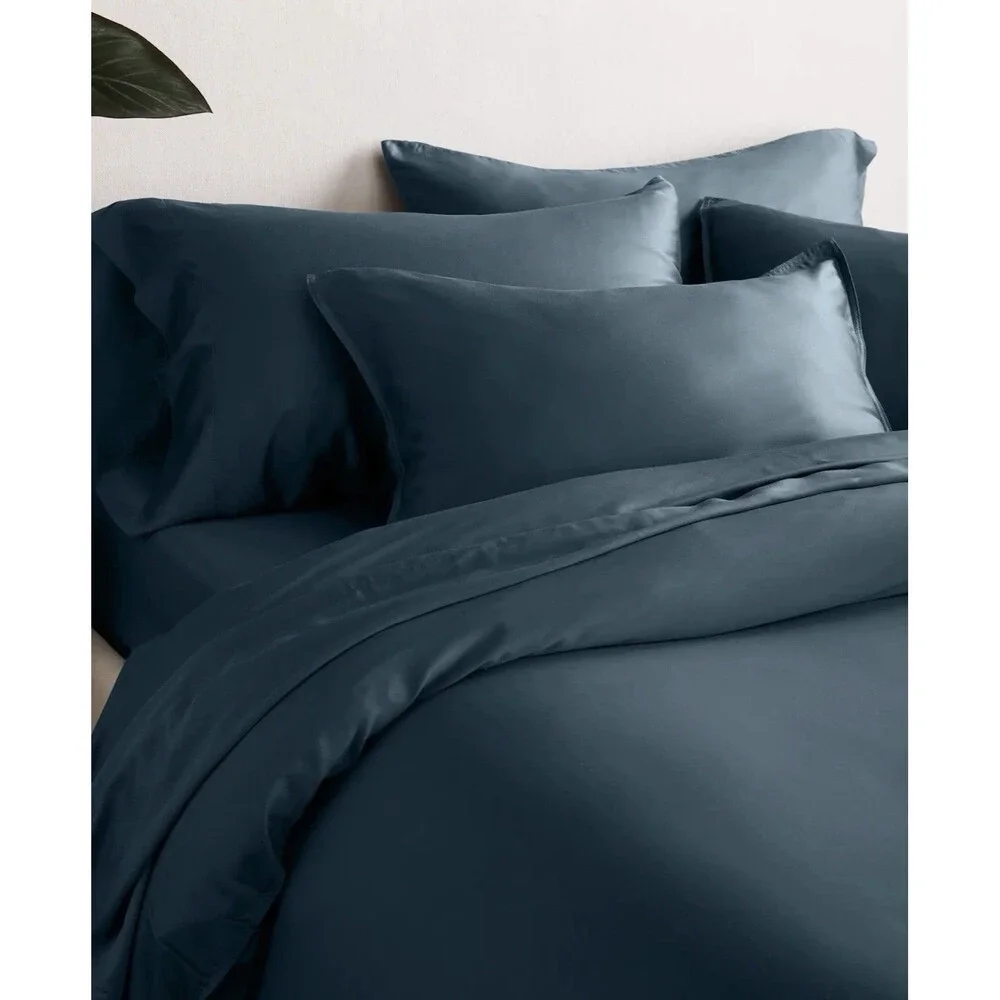 Quince Bamboo Duvet Cover Set King Cal King Nightfall Blue Gray NEW $154 Retail